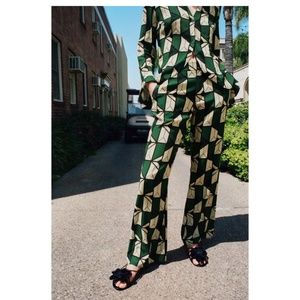 ZARA PRINTED FLARED TROUSERS AND LONG SLEEVE SHIRT XS
